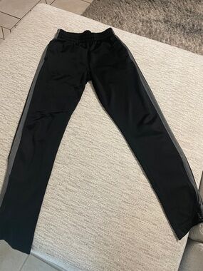 Black Athletic Track Pants with Gray Side Stripes